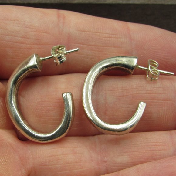 Jewelry - Sterling Silver C Shaped Heavy Dangle Earrings